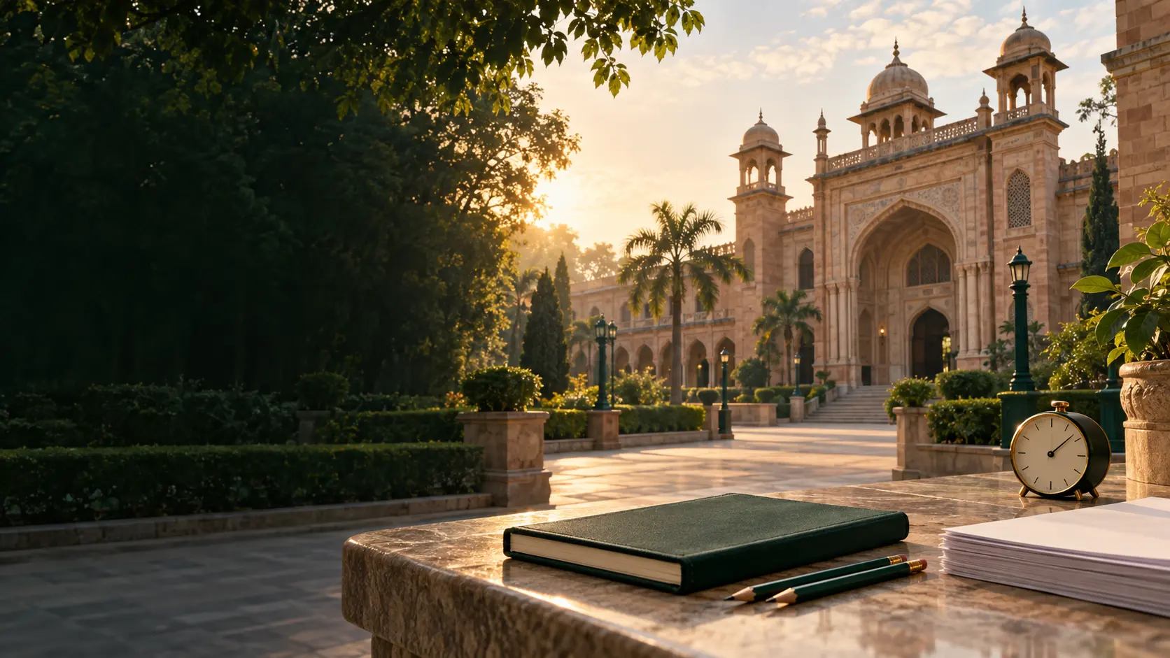University examination campus and organised preparation materials